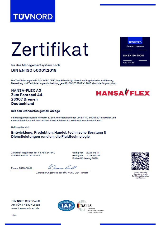 Energy management according to DIN EN ISO 50001:2018